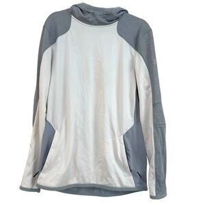 Under Armor Mock Neck Fitted Coldgear Reactor Hoodie Sweatshirt Sz M Gray White